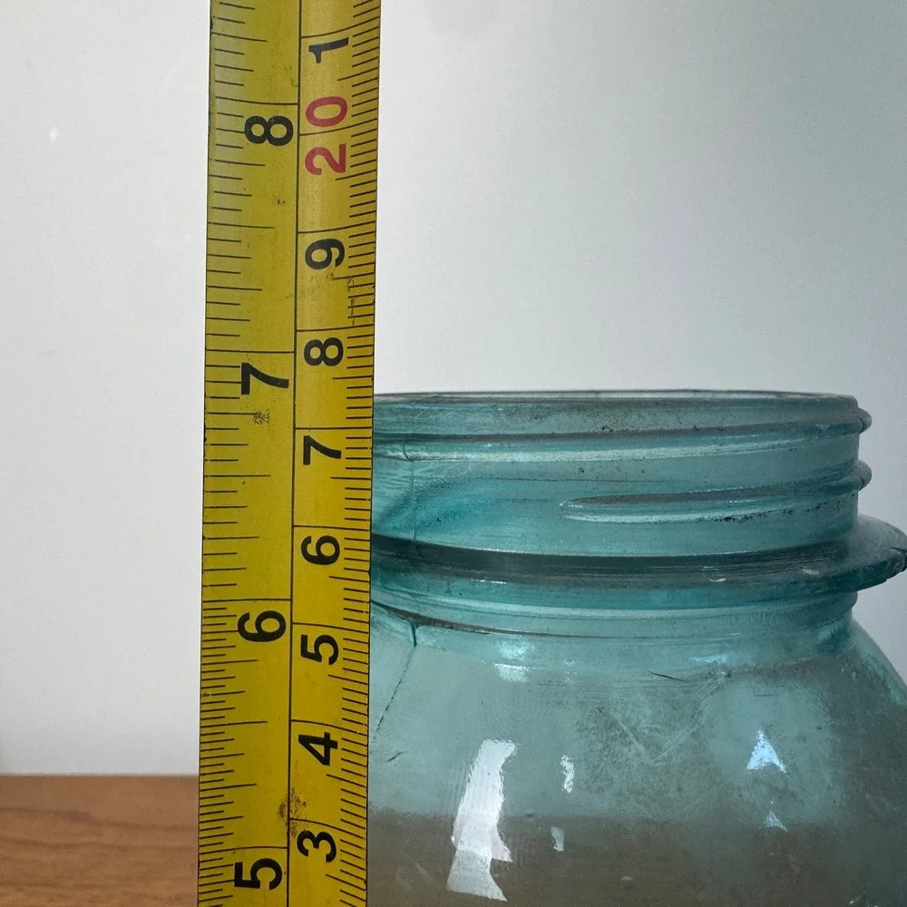 Vintage‎ Ball Perfect Mason Aqua Blue Glass Jar Tall 193-1933 Mold 7